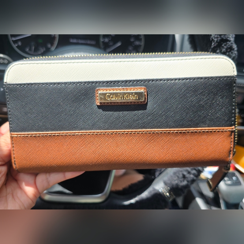 Calvin Klein Black, White, and Brown Wallet